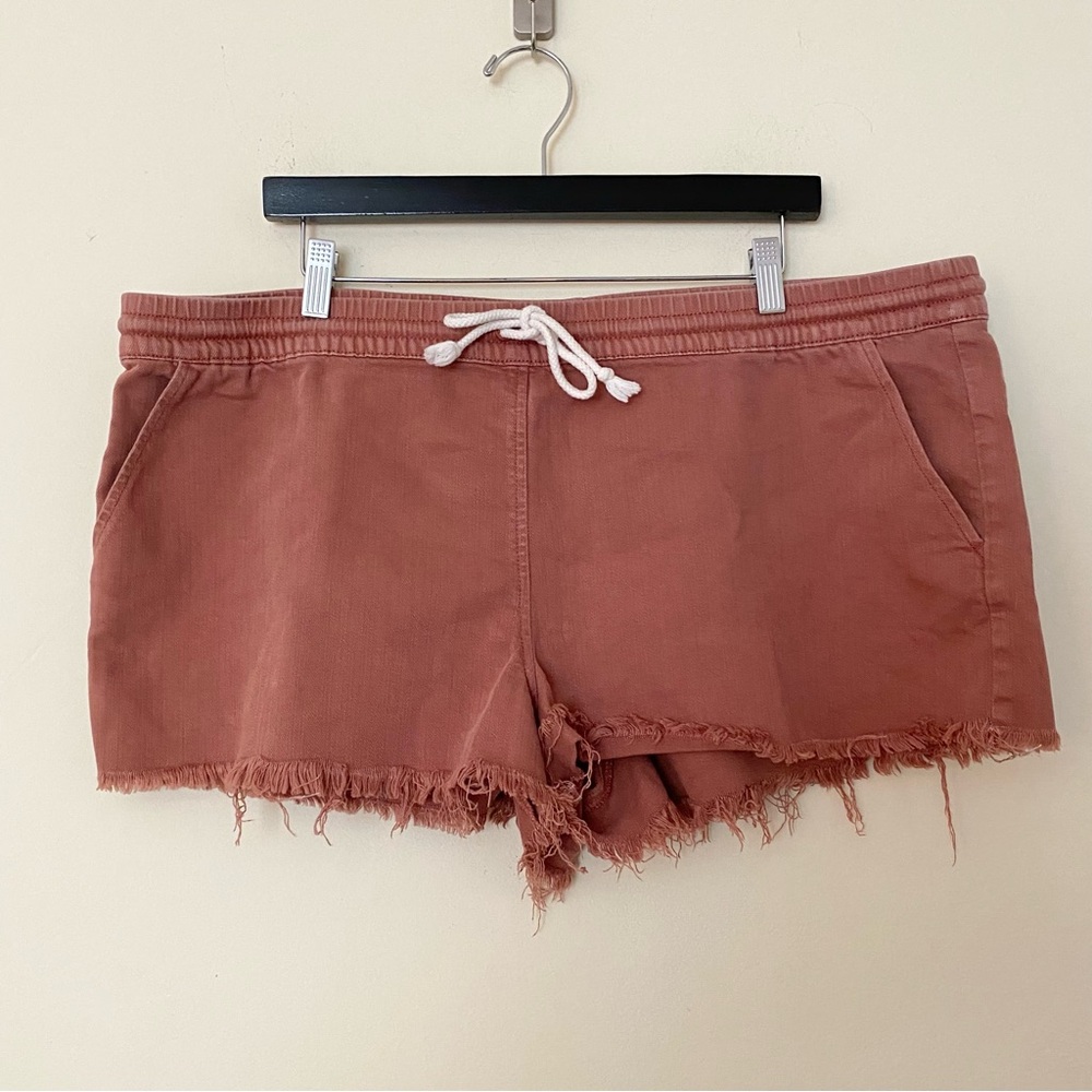 Aerie Cutoff Fringe Drawstring Shorts Rust XXL